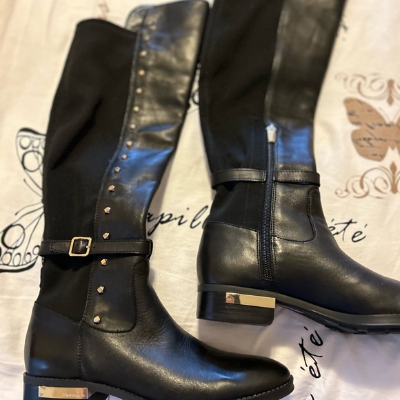 Vince Camuto Black Studded Heeled Boots - Picture 5 of 11